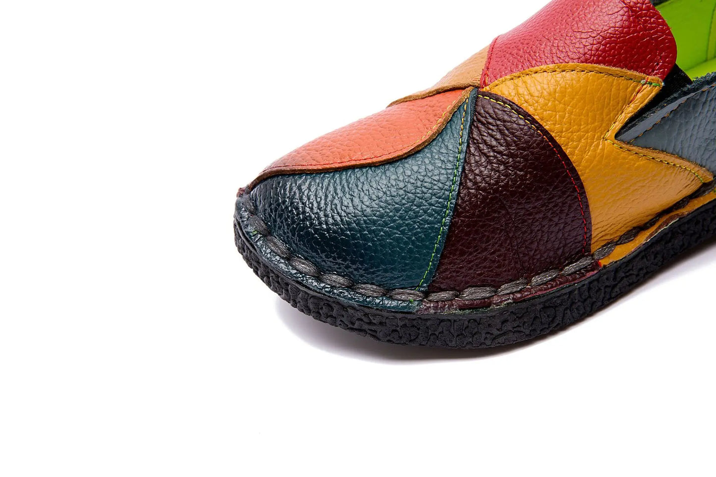 Chunky Leather Loafers – Boho Retro Handmade | Mint Crush