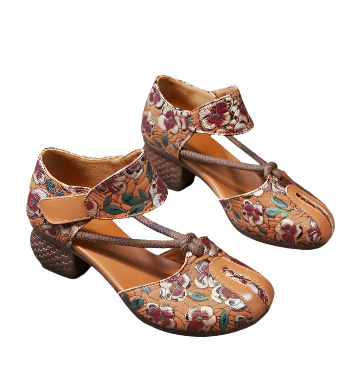 Retro Low Heel Leather Ballet Pumps – Handmade Comfort | Mint Crush