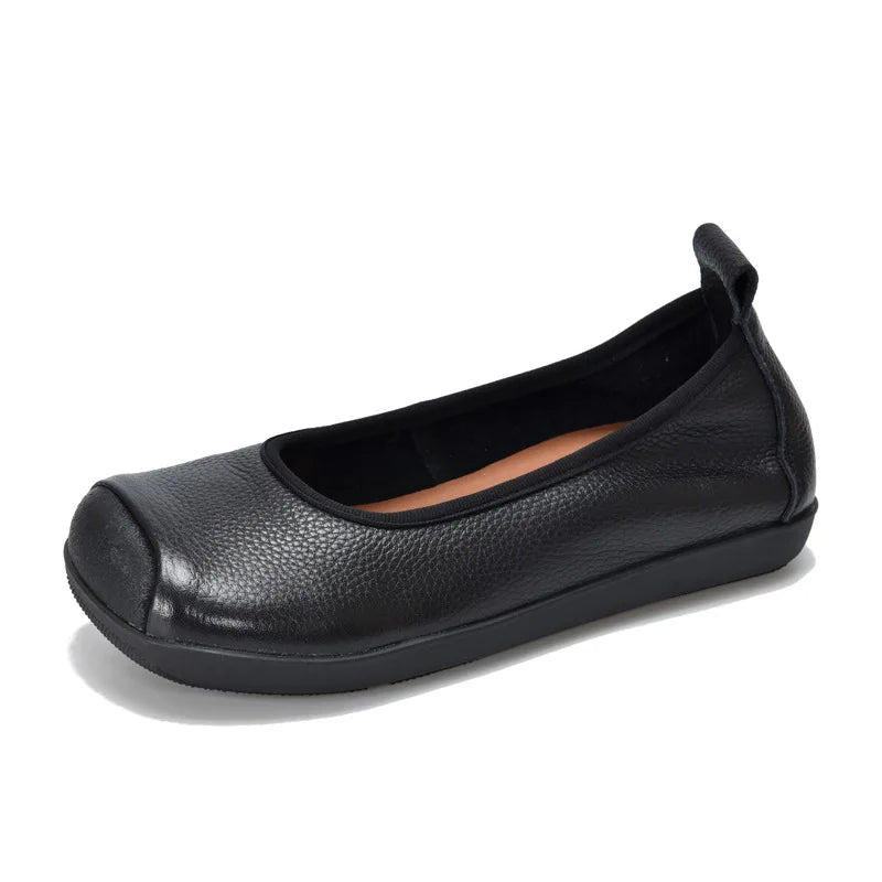 Retro Leather Ballerina Flats
