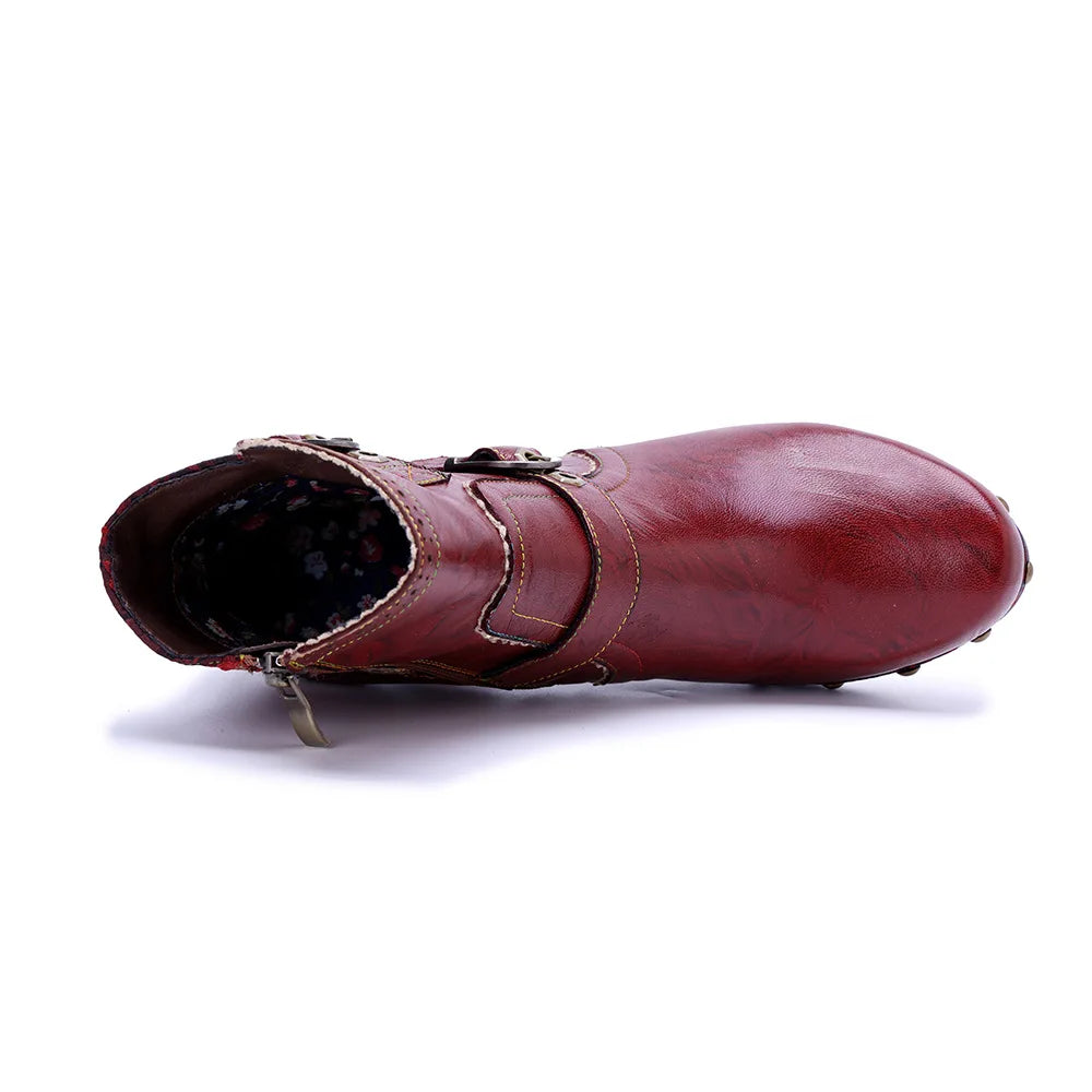 Vintage Red Leather Boots – Retro Handmade | Mint Crush