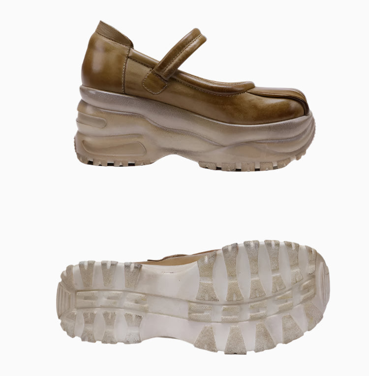 Vintage Chunky Leather Platforms – Retro Bold Style | Mint Crush