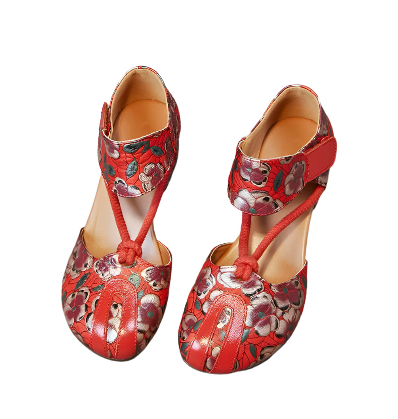 Retro Low Heel Leather Ballet Pumps – Handmade Comfort | Mint Crush