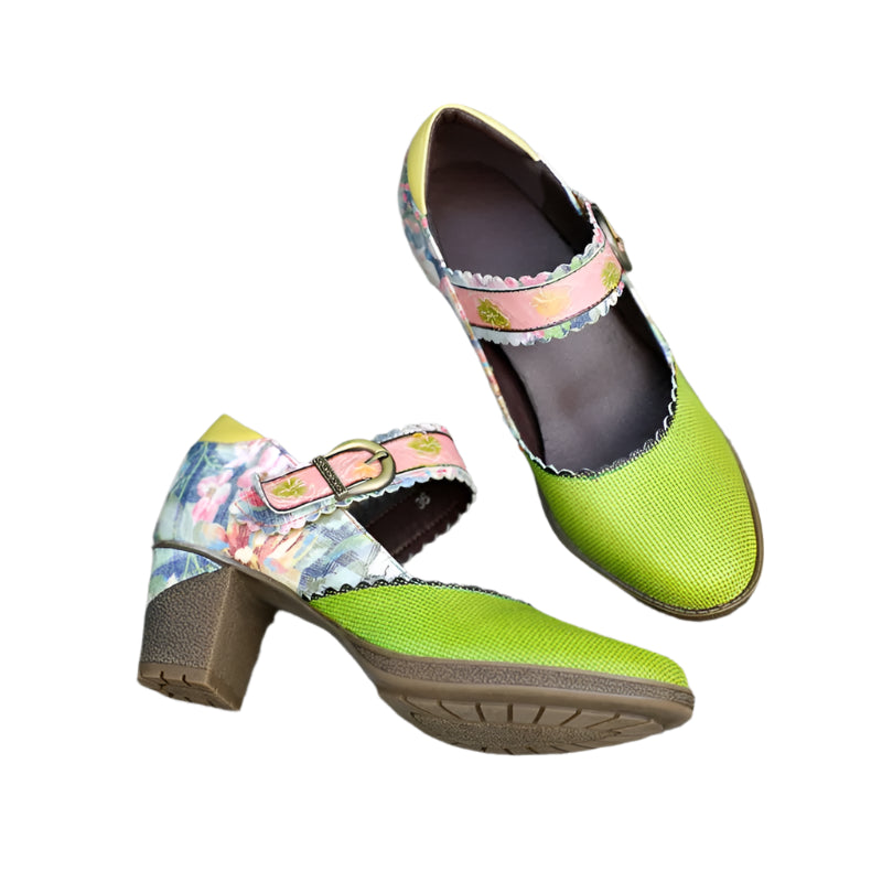Retro Leather Mary Jane Heels