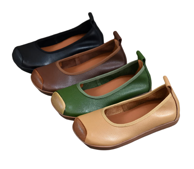 Retro Leather Ballerina Flats