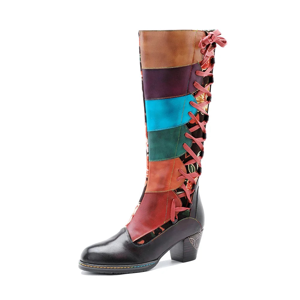 Vintage Carnival Lace‑Up Boots – Retro Statement | Mint Crush