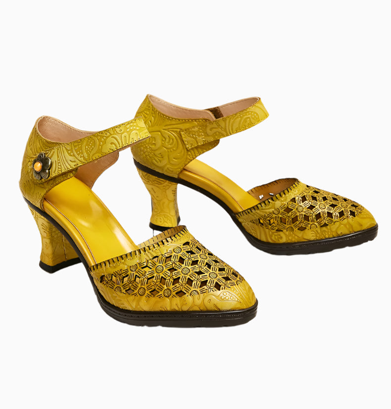 Colorblock Leather Heels – Boho Retro Chic | Mint Crush