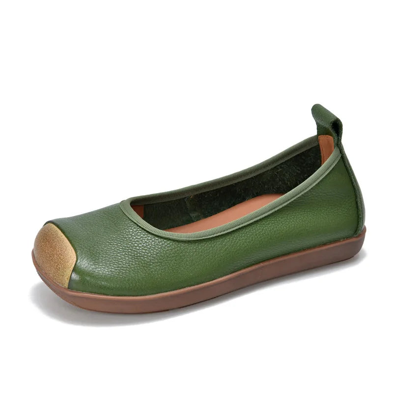 Retro Leather Ballerina Flats