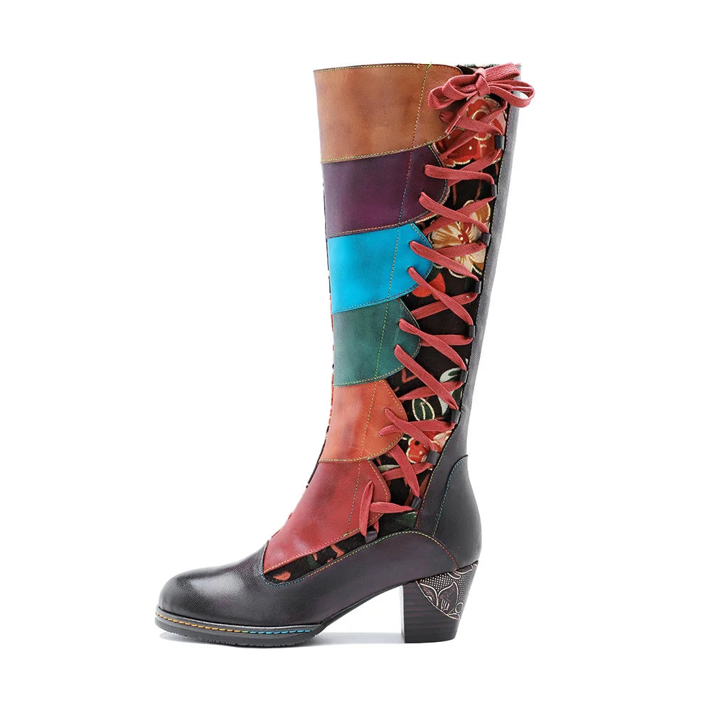Vintage Carnival Lace‑Up Boots – Retro Statement | Mint Crush