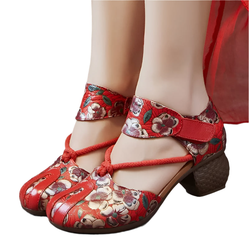 Retro Low Heel Leather Ballet Pumps – Handmade Comfort | Mint Crush