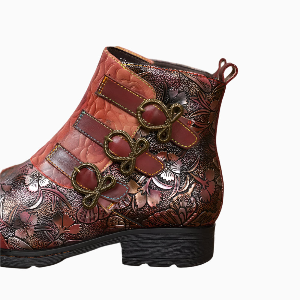 Vintage Rose Buckle Boots – Retro Charm | Mint Crush