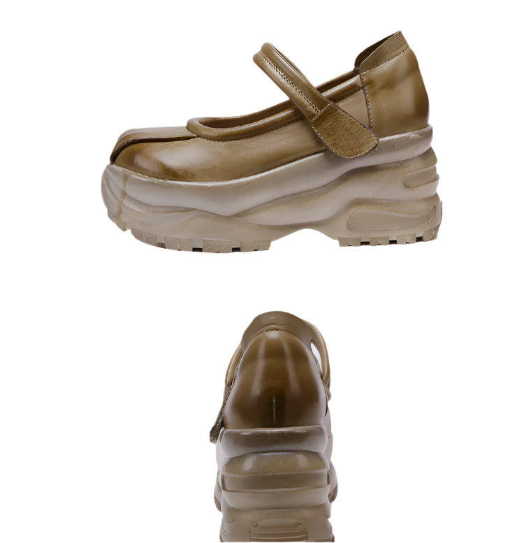 Vintage Chunky Leather Platforms – Retro Bold Style | Mint Crush