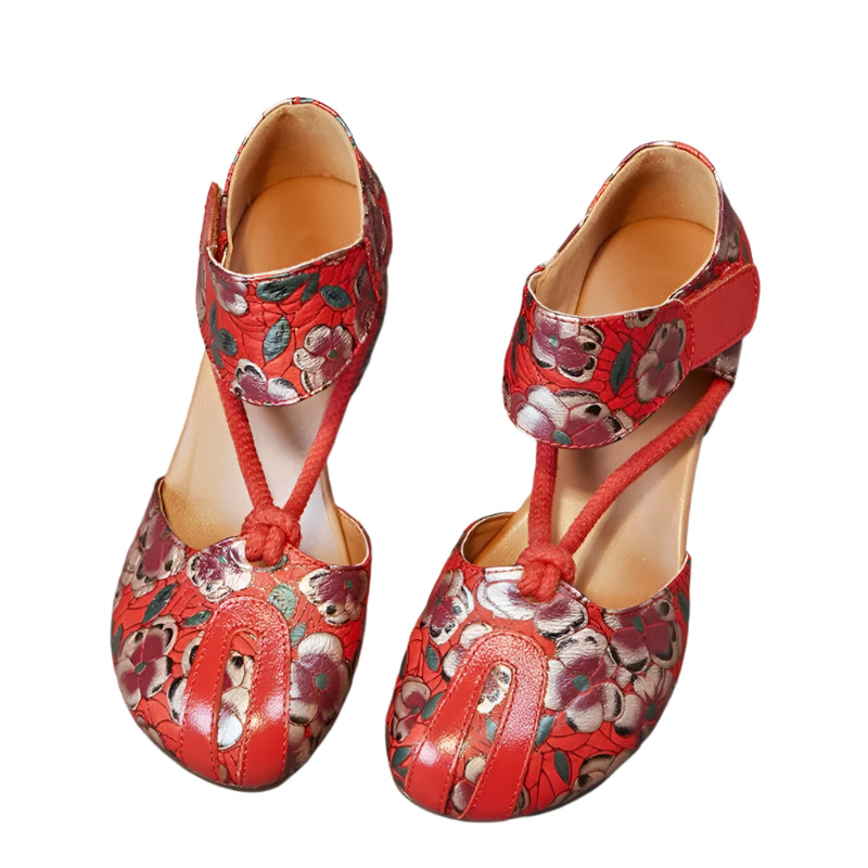 Retro Low Heel Leather Ballet Pumps – Handmade Comfort | Mint Crush