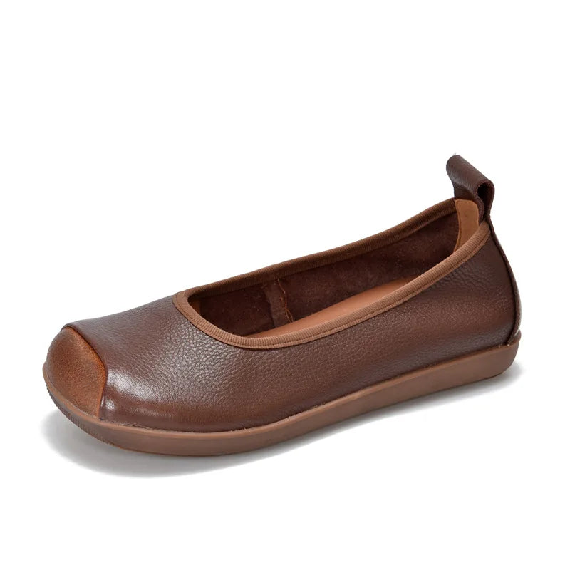 Retro Leather Ballerina Flats