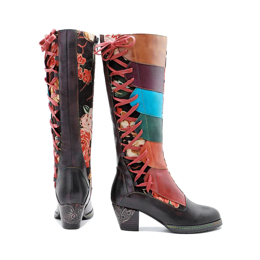 Vintage Carnival Lace‑Up Boots – Retro Statement | Mint Crush
