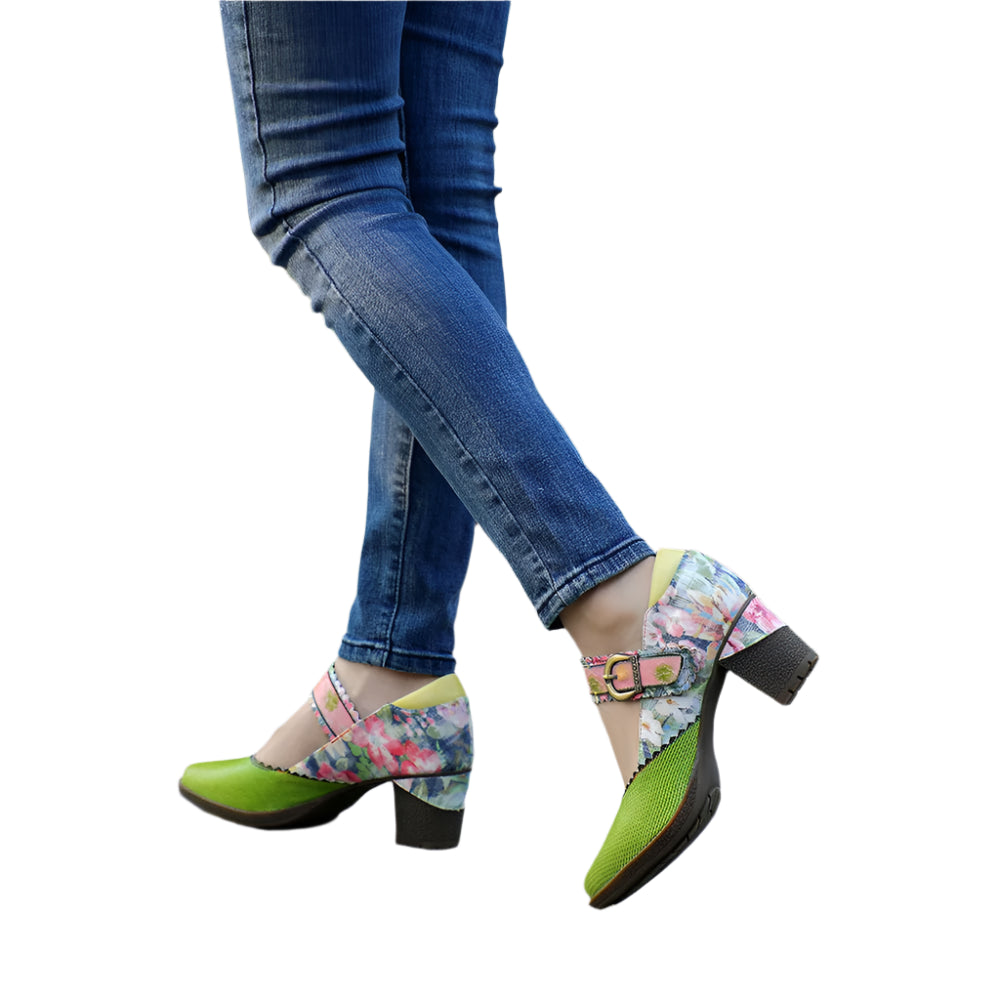 Retro Leather Mary Jane Heels