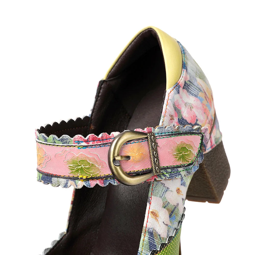 Retro Leather Mary Jane Heels