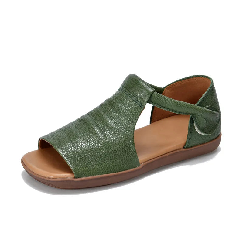 Vintage Soft Leather Flats – Handmade Retro Comfort | Mint Crush