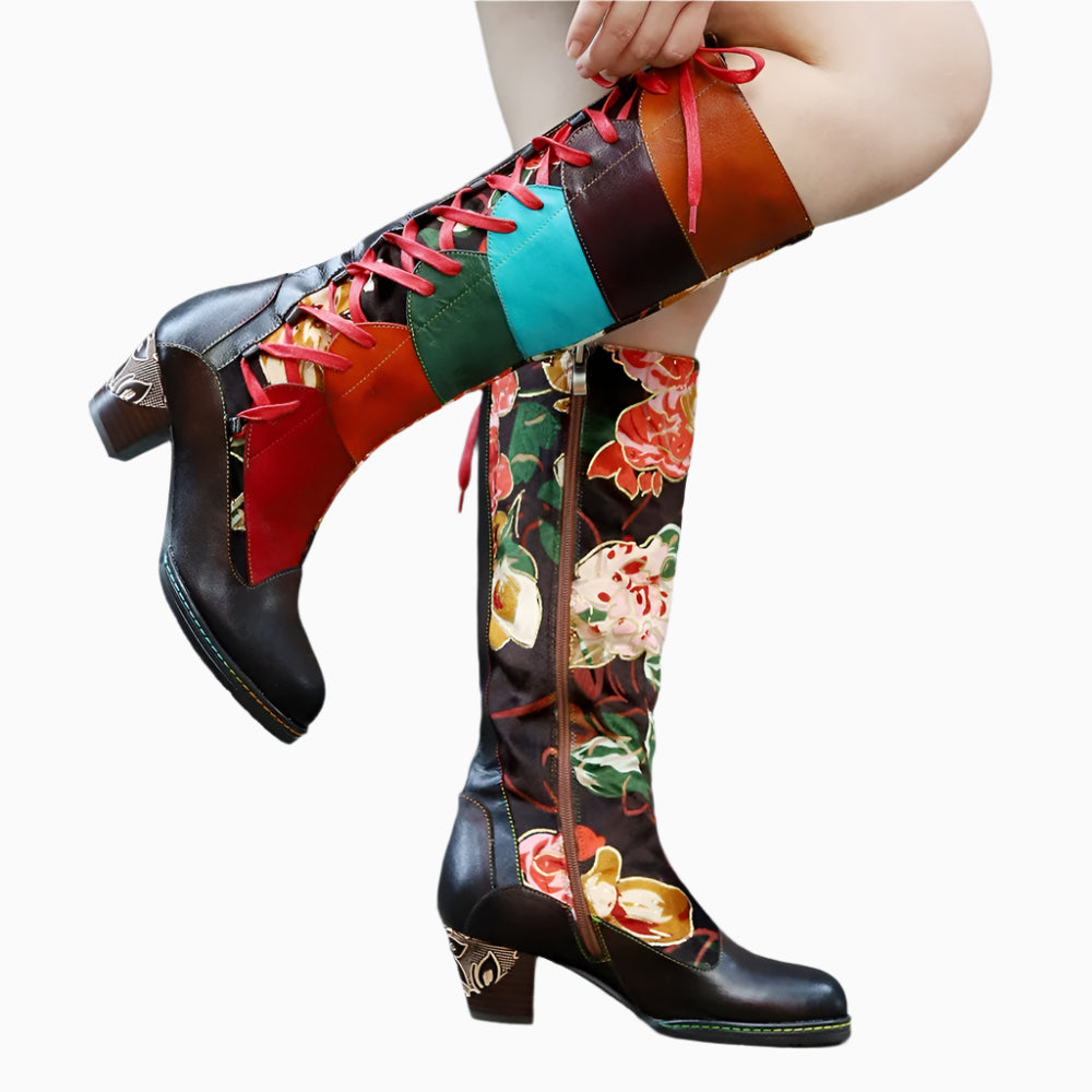 Vintage Carnival Lace‑Up Boots – Retro Statement | Mint Crush