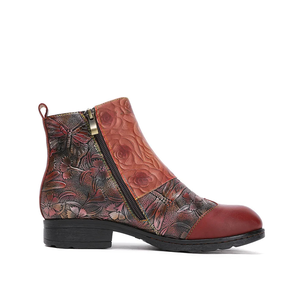 Vintage Rose Buckle Boots – Retro Charm | Mint Crush
