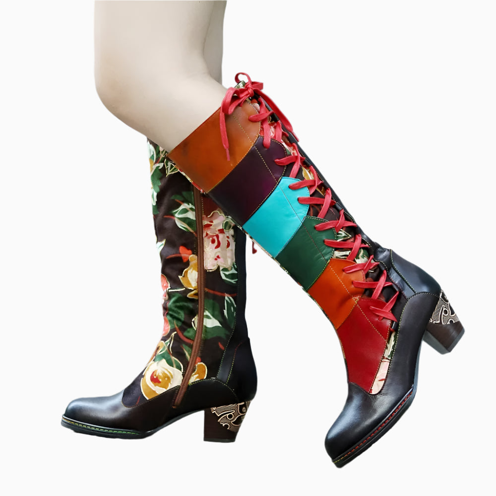 Vintage Carnival Lace‑Up Boots – Retro Statement | Mint Crush