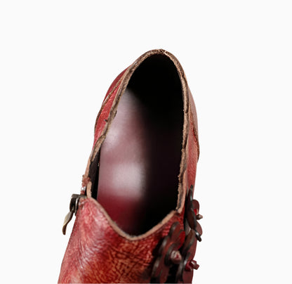 Vintage Blossom Leather Pumps – Retro Handmade Charm | Mint Crush