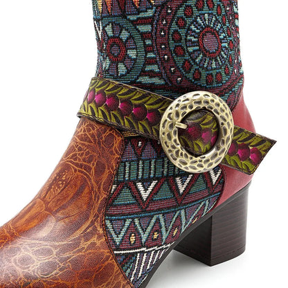 Western Retro Leather Boots – Handmade | Mint Crush