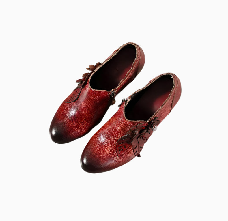 Vintage Blossom Leather Pumps – Retro Handmade Charm | Mint Crush