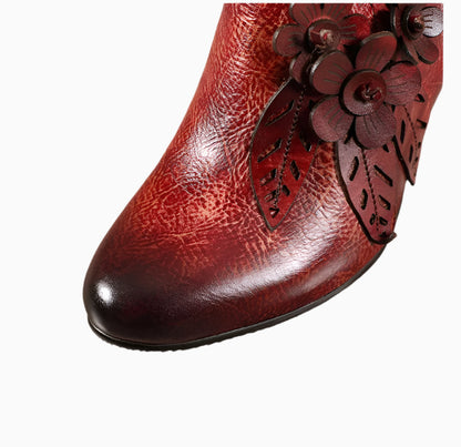 Vintage Blossom Leather Pumps – Retro Handmade Charm | Mint Crush