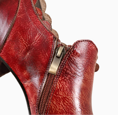 Vintage Blossom Leather Pumps – Retro Handmade Charm | Mint Crush