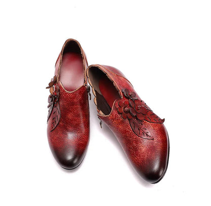 Vintage Blossom Leather Pumps – Retro Handmade Charm | Mint Crush