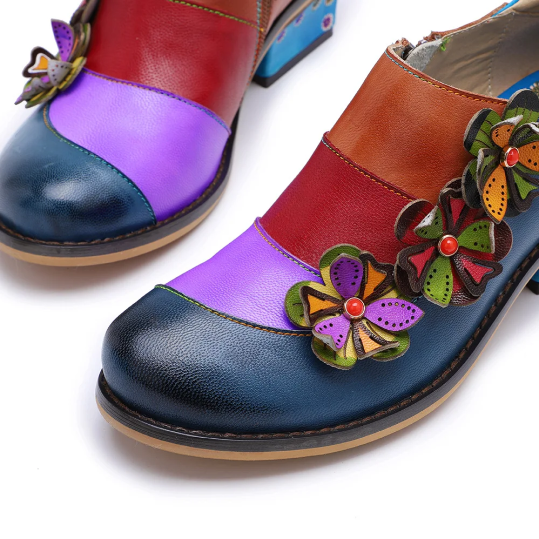 Vintage Parade Leather Pumps – Retro Colorblock Charm | Mint Crush