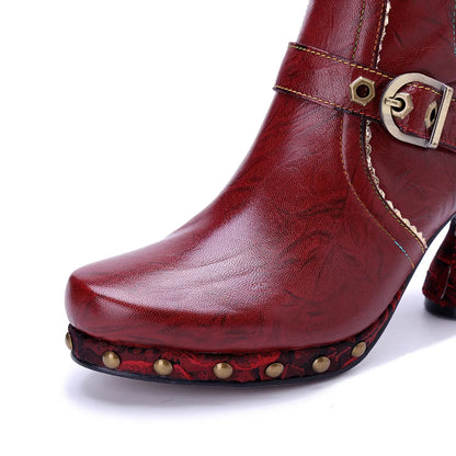 Vintage Red Leather Boots – Retro Handmade | Mint Crush