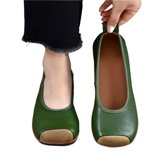 Retro Leather Ballerina Flats