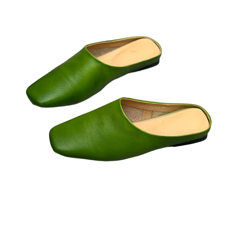 Retro Leather Slip-On Flats –  Minimalist Style