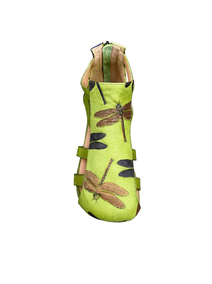 Retro Dragonfly Leather Sandals – Handmade Flats
