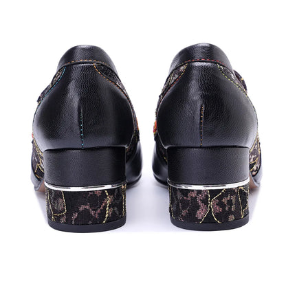 Vintage Leather Block Heel Loafers | Mint Crush