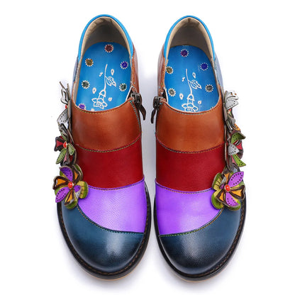 Vintage Parade Leather Pumps – Retro Colorblock Charm | Mint Crush