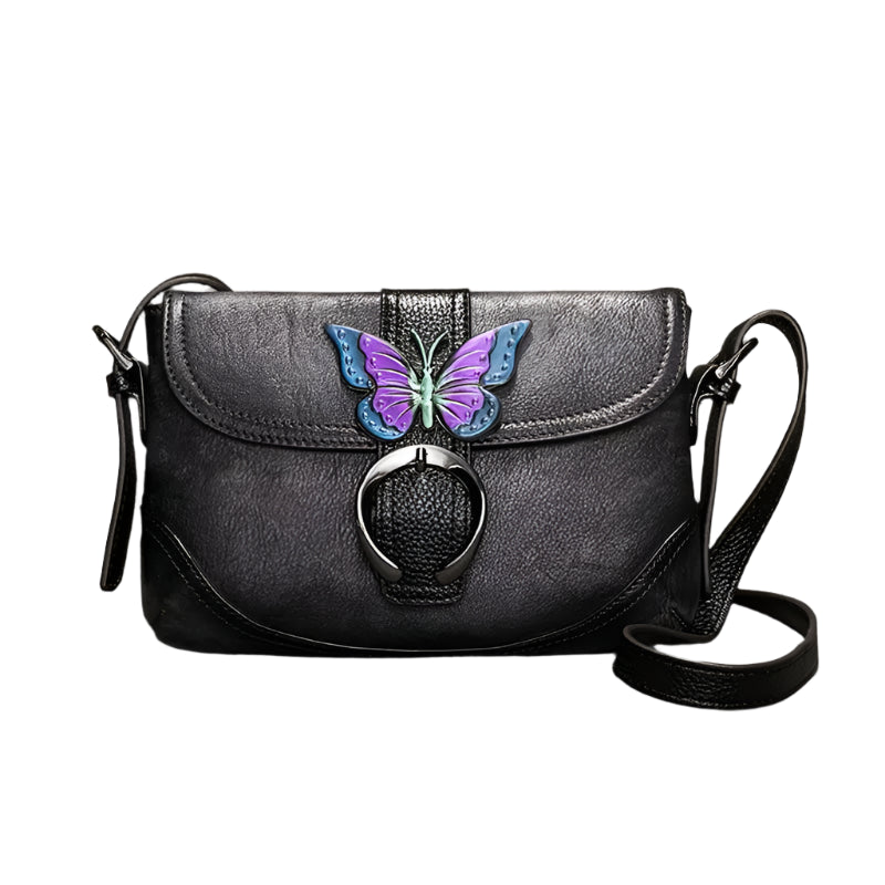 Retro Leather Shoulder Bag – Butterfly | Mint Crush