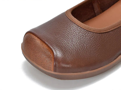 Retro Leather Ballerina Flats