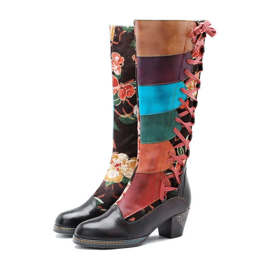 Vintage Carnival Lace‑Up Boots – Retro Statement | Mint Crush