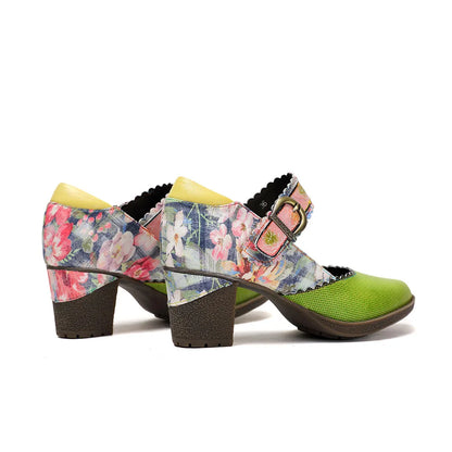 Retro Leather Mary Jane Heels