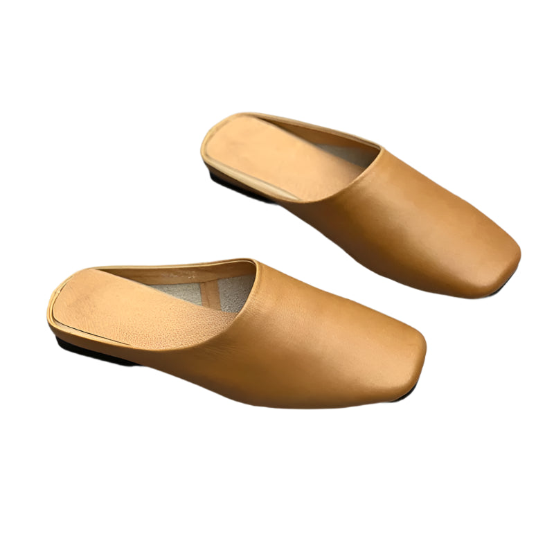 Retro Leather Slip-On Flats –  Minimalist Style