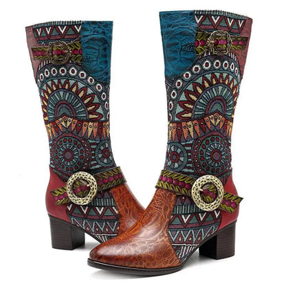 Western Retro Leather Boots – Handmade | Mint Crush