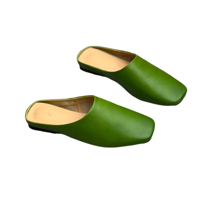 Retro Leather Slip-On Flats –  Minimalist Style