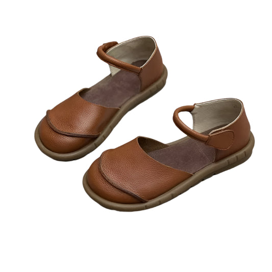 Retro Leather Flat Sandals – Handmade Comfort Style | Mint Crush