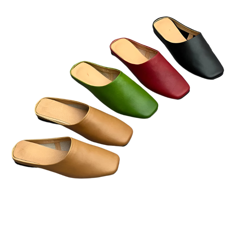 Retro Leather Slip-On Flats –  Minimalist Style