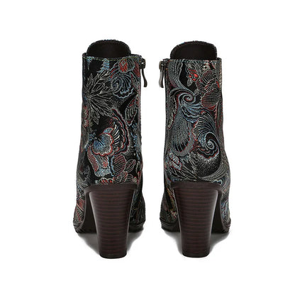 High Heel Retro Chic Boots – Handmade Leather | Mint Crush