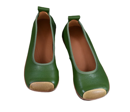 Retro Leather Ballerina Flats