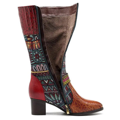 Western Retro Leather Boots – Handmade | Mint Crush
