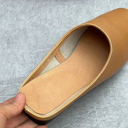 Retro Leather Slip-On Flats –  Minimalist Style